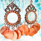 E342 Shell Rhinestone Charming Clip On Earrings 7cm
