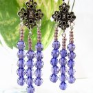 E354 Dangle Purple Dangle Clip On Earrings 7cm