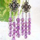 E357 Glamorous Purple Dangle Clip On Earrings 7cm