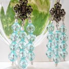 E361 Glamorous Light blue Dangle Clip On Earrings 7cm