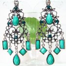 E1365 Exotic Rhinestone Red Clip On Earrings 7.5cm