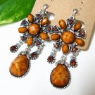 *FREE SHIPPING* E1601 RHINESTONE BROWN EXTOIC CLIP ON EARRINGS 6.5cm