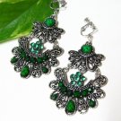 *FREE SHIPPING* E1606 EXOTIC RHINESTONE GREEN CLIP ON EARRINGS 7.5cm