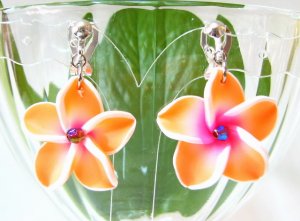 *FREE SHIPPING* E865 Ceramic Clay Spring Flowers Clip On Earrings 3.2cm