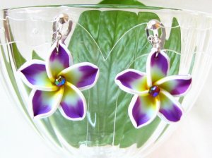 *FREE SHIPPING* E866 Ceramic Clay Spring Flowers Clip On Earrings 3.2cm