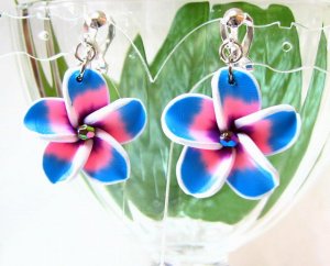 *FREE SHIPPING* E867 Ceramic Clay Spring Flowers Clip On Earrings 3.2cm
