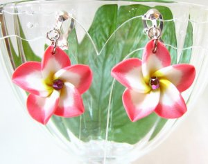 *FREE SHIPPING* E868 Ceramic Clay Spring Flowers Clip On Earrings 3.2cm