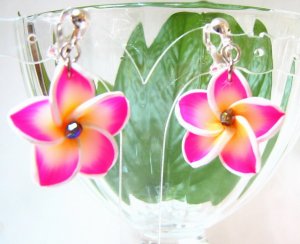 *FREE SHIPPING* E870 Ceramic Clay Spring Flowers Clip On Earrings 3.2cm