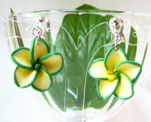 *FREE SHIPPING* E876 Ceramic Clay Spring Flowers Clip On Earrings 3.2cm