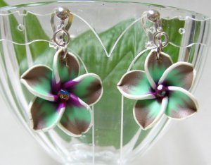 *FREE SHIPPING* E878 Ceramic Clay Spring Flowers Clip On Earrings 3.2cm