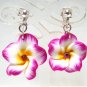 *FREE SHIPPING* E771 Ceramic Clay Spring Flowers Clip On Earrings 3.2cm.