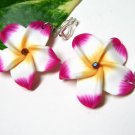 *FREE SHIPPING* E796 Ceramic Clay Spring Flowers Clip On Earrings 4cm