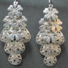 *FREE SHIPPING* E901 RHINESTONE SILVERLY CLIP ON EARRINGS 8cm