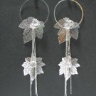 *FREE SHIPPING* E906 RHINESTONE SILVERLY CLIP ON EARRINGS 13cm