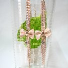*FREE SHIPPING* E920g Golden Ribbon Rhinestone Clip On Earrings 11.5cm