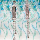 *FREE SHIPPING* E924s Rhinestone Silverly Unique Clip On Earrings 9.5cm