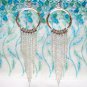 *FREE SHIPPING* E929s Silverly Fringes Rhinestone Clip On Earrings 10cm