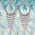 *FREE SHIPPING* E930s Rhinestone Dangle Silver Plated Clip On Earrings 9cm
