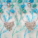 *FREE SHIPPING* E931s Rhinestone Silverly Clip On Earrings 5.5cm Cute!