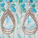 *FREE SHIPPING* E932s Glamorous Rhinestone Silverly Clip On Earrings 5.5cm