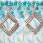 *FREE SHIPPING* E933s Rhinestone Rhombus Silverly Clip On Earrings 5cm