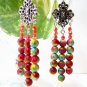 E359 Rainbow Dangle Exotic Clip On Earrings 7cm
