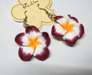 *FREE SHIPPING* CLAY HOOK EARRINGS E882 Brown Rhinestone Clay Hook Earrings 6cm *FREE SHIPPING