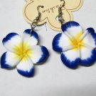 *FREE SHIPPING* E886 Blue Ceramic Clay Hook Earrings 5cm Charming!