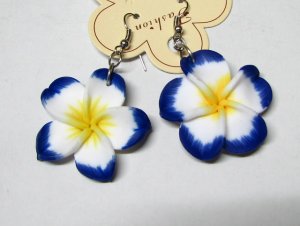 *FREE SHIPPING* E886 Blue Ceramic Clay Hook Earrings 5cm Charming!