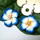 *FREE SHIPPING* HOOK EARRINGS E888 Rhinestone Blue Ceramic Clay Hook Earrings 6cm