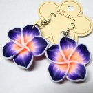 *FREE SHIPPING* E896 Ceramic Clay Purple Flowers Hook Earrings 6cm