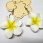 *FREE SHIPPING* STUD EARRINGS E902F Ceramic Clay White Flowers Hook Earrings 6cm
