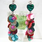 *FREE SHIPPING* Shell Earrings E401 Chamring Colorful Shell Clip On Earrings 8cm