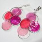 *FREE SHIPPING* SHELL EARRINGS E407 Charming Pink Shell Dangle Clip On Earrings 7cm