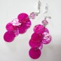 *FREE SHIPPING* E408 Pink Shell Glomorous Clip On Earrings 7cm