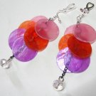 *FREE SHIPPING* E410 Colorful Shell Charming Clip On Earrings 7.5cm