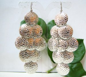 *FREE SHIPPING* E964 Silverly Dangle Hook Earrings 10.5cm Cool!!