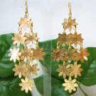 *FREE SHIPPING* E962 Charming Golden Floral Dangle Hook Earrings 6cm