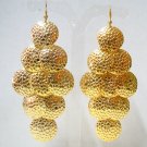 *FREE SHIPPING* E963 BlingBling Golden Dangle Hook Earrings 10.5cm