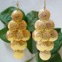 *FREE SHIPPING* E963 BlingBling Golden Dangle Hook Earrings 10.5cm