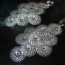 *FREE SHIPPING* E954 BlingBling Silverly Clip On Earrings Large! 9.5cm