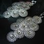 *FREE SHIPPING* E954 BlingBling Silverly Clip On Earrings Large! 9.5cm