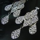 *FREE SHIPPING* E953 Huge! Light! Silverly Clip On Earrings 13cm