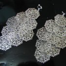 *FREE SHIPPING* E949 Large! Light! Silverly Floral Clip On Earrings 12.5cm