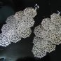 *FREE SHIPPING* E949 Large! Light! Silverly Floral Clip On Earrings 12.5cm