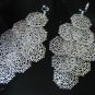 *FREE SHIPPING* E949 Large! Light! Silverly Floral Clip On Earrings 12.5cm