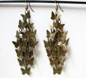 *FREE SHIPPING* E968 Charming Butterfly Copper Hook Earrings 8cm