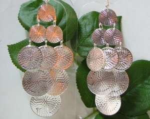 *FREE SHIPPING* E969 Bling Bling Silverly Dangle Hook Earrings 11cm