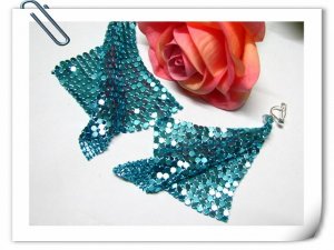 *FREE SHIPPING*E615 BlingBling Blue Charming Clip On Earrings 10cm
