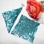 *FREE SHIPPING*E615 BlingBling Blue Charming Clip On Earrings 10cm